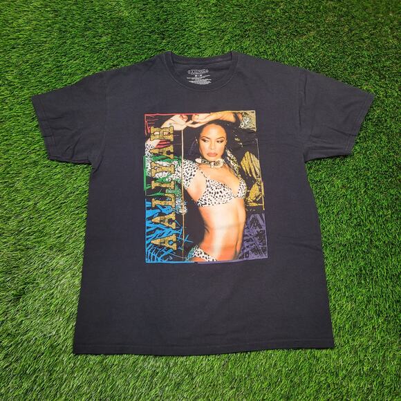 Official Aaliyah Memorial T-Shirt Mens Large (Tagged M) Y2K Style Rap Tee - Picture 1 of 4